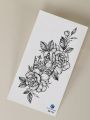 1pc Black Flower & Floral Pattern Temporary Body Tattoo Sticker For Arm, Chest, Abdomen, Back