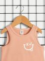 SHEIN Baby Boy Casual Comfortable Smiling Face Printed Vest And Shorts Set