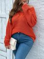 SHEIN LUNE Women's Plus Size V-neck Drop Shoulder Sweater Pullover