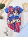 Baby Boys' Puppy Print Short Sleeve Jumpsuit, Cute And Playful