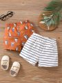 Baby Boy Sailboat & Stripes Printed Shorts 2pcs/Set
