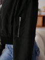 Zipper Front Long Sleeve Jacket For Teenage Girls