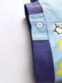 Baby Boy Cartoon & Letter Graphic Raglan Sleeve 3D Ear Design Hooded Jacket