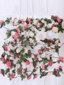 1pc 45 Head Artificial Flower Garland, 240cm Faux Hanging Floral Vine For Wedding Party Garden Wall Decor