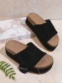 Plus Size Solid Color Thick Bottom Slippers