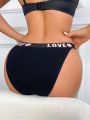 Triangle Underwear With Letters And Heart Pattern