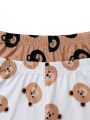 SHEIN 4pcs/Set Young Boy Tight-Fit Casual Round Neck Tee & Shorts With Little Bear Pattern For Homewear