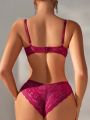 Women's Lace Underwire Bra And G-String Panties Set Lingerie Set