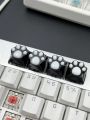 4pcs Cute Black Anti-scratch Translucent Abs Resin Cat Paw Design Keycaps For Mechanical Keyboard Accessories