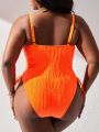 SHEIN Swim Vcay Plus Size Women'S Textured One-Piece Swimsuit With Side Ties