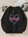 Teen Girls' Sweatshirt With Heart And Slogan Print