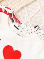 SHEIN Unisex Baby Cartoon Pattern Round Neck Pullover Top And Shorts Four-piece Set