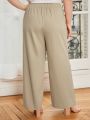 SHEIN Frenchy Plus Size Solid Color Button Decoration Long Pants