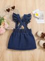 SHEIN Baby Girl Ruffle Trim Overall Dress Without Tee