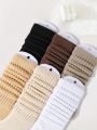 6pairs Fashionable Solid Color Simple Basic Crew Socks