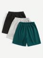 SHEIN Kids EVRYDAY Young Boy Casual Comfortable Letter Print Shorts 3pcs/Set