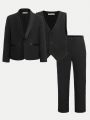 SHEIN Kids FANZEY Tween Boy Shawl Collar Blazer & Vest Blazer & Pants