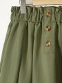 Teen Girls' Paper Bag Waist Button Front Midi Skirt
