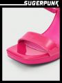Sugerpunk Sugerpunk Y2K Wedge Heel Thick Sole One-Strap Pink Slippers Summer Red Shoes Valentine