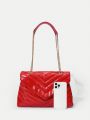 SHEIN BIZwear Women's Red Stitching Shoulder Bag