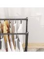 1pc Double Rod Simple Coat & Hat Rack Freestanding Bedroom Assembly Clothes Hanger, Contemporary, Space-saving Organizer