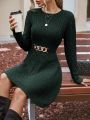 Cable Knit Sweater Dress Without Belt