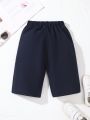 SHEIN Kids FANZEY Young Boy Solid Color Simple Casual Street Style Pants