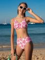 Teen Girls' Printed Halter Neck Bikini Set