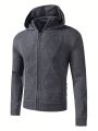 Men's Slim Fit Hooded Zip-front Cardigan With Pockets