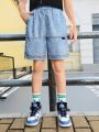 SHEIN Tween Boys' Loose Fit Casual Woven Denim Shorts