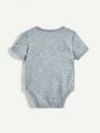 Cozy Cub Newborn Baby Boy Letter & Cloud Pattern Round Neck Short Sleeve Lap Shoulder Romper 3pcs/Set