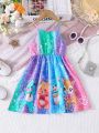 SHEIN Kids Cooltwn Little Girls' Trendy And Stylish Cartoon Printed Cute Cami Dress