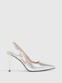 Cuccoo Everyday Collection Metallic Snakeskin Embossed Point Toe Stiletto Heeled Slingback Pumps