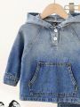 Infant White-sprayed Casual Denim Jacket And Jeans Set