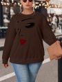 SHEIN LUNE Plus Size Pullover Sweatshirt With Character Print Design