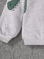 SHEIN Boys' Crocodile Printed Hooded Fleece Sweatshirt