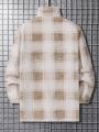 Extended Sizes Men's Plus-Size Single-Breasted Checkered Teddy Coat