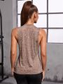 Active Marled Knit Drop Armhole Tank Top