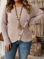 SHEIN LUNE Plus Size Button Decorated Round Neck Sweater