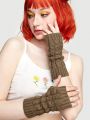 ROMWE Hippie Solid Cable Knit Fingerless Gloves
