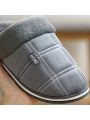 Memory Foam Slippers for Home Plaid Fluffy Winter Indoor Shoes Warm Plush Non-Slip Big Size House Slippers Male Fashion Gray