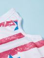 PETSIN 1pc Red Striped & Star & American Flag Pattern Printed Pet Vest
