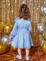 SHEIN Baby Girls' Elegant And Romantic Organza Sleeveless Dress With Bowknot, Suitable For Formal Occasions