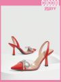 Cuccoo Party Collection Cuccoo Red Rhinestone Bow High Heels, Fashionable Pumps For Valentine'S Day/Wedding