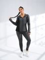Yoga Basic Plus-Size Women's Yoga Long Sleeve Top And Long Leggings Sports Set