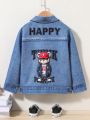 SHEIN Toddler Boys' Random Spray Paint & Letter Pattern Flip Jacket