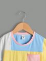 SHEIN Kids EVRYDAY Young Boy Casual Comfortable Color Block T-Shirt