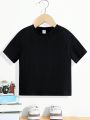 SHEIN Kids HYPEME Young Boys' Casual Comfortable Fashionable Simple Soft Practical Street Style Personality Big Letter Print T-Shirt, Suitable For All Seasons