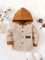 Infant Boys' Color Blocking Detail Hooded Coat With Patch