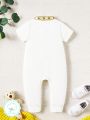 Spring/Summer Baby Boy Adorable Casual Everyday Jumpsuit With Patchwork Woven Belt